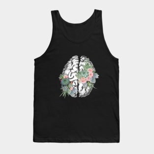 Floral Brain with succulent plants, Mental Health, anatomy art Tank Top